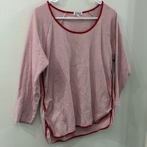 LAKE pajama Red and white Striped Women's Top - large - 100% cotton